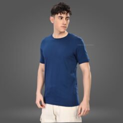 ''Teal Blue Half Sleeve Crew Neck Tee''>