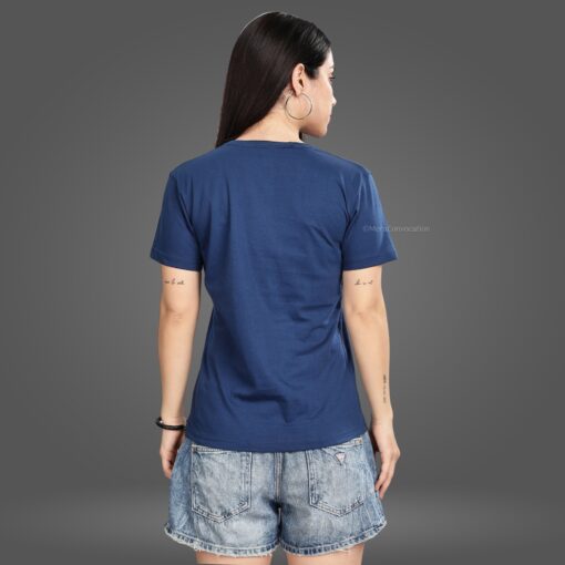 ''Teal Blue Half Sleeve Women Tshirt''>