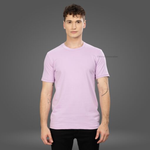 ''Thistle Purple Half Sleeve Crew Neck Tee''>
