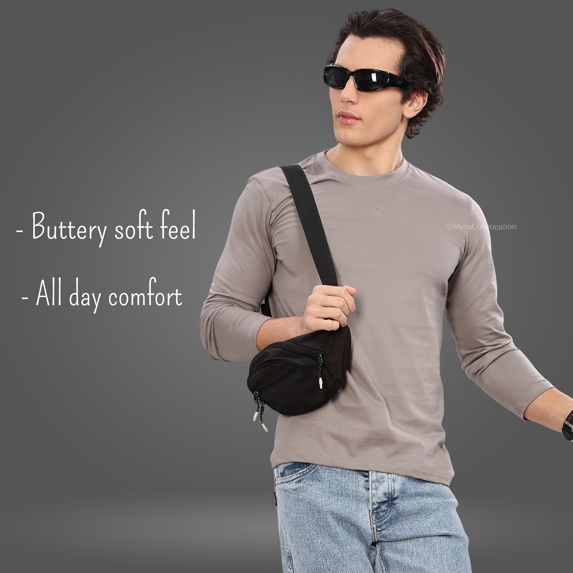 Ash Grey Cotton Premium Full Sleeve Tee ''Ash Grey Cotton Premium Full Sleeve Tee''>