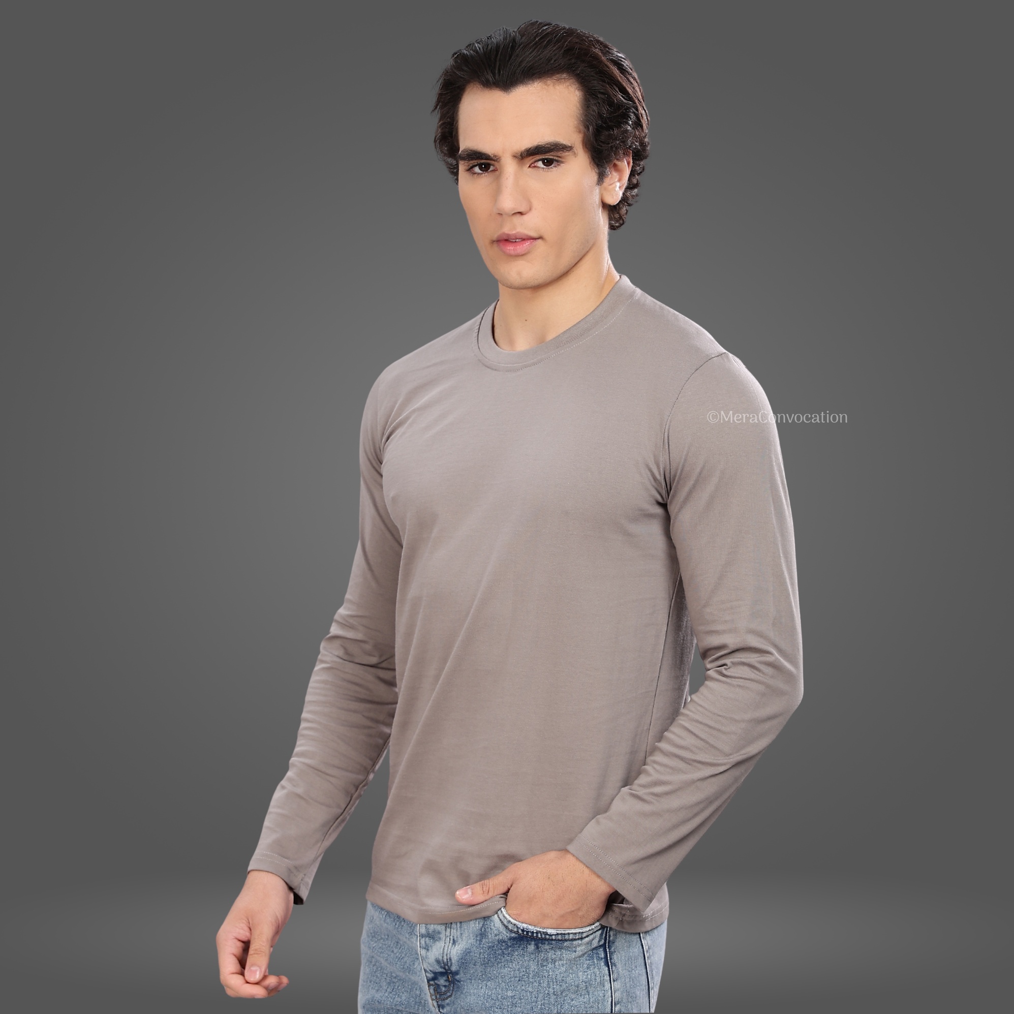 Ash Grey Full Sleeve Tshirt ''Ash Grey Full Sleeve Tshirt''>