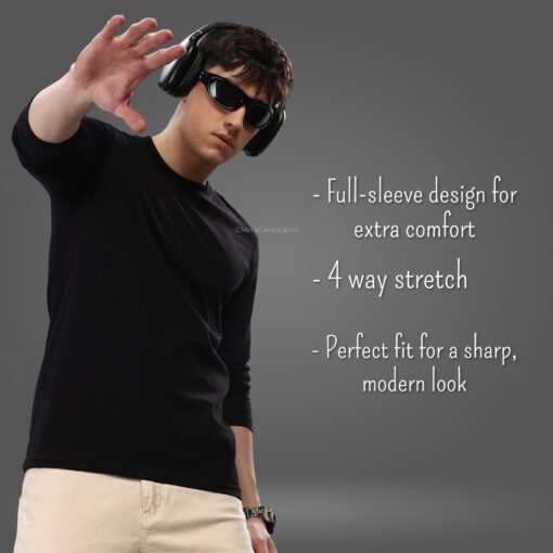 ''Black Cotton Full Sleeve Tshirt''>