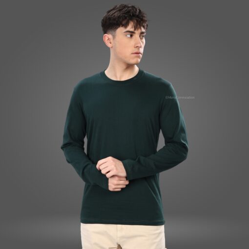 ''Bottle Green Premium Full Sleeve Tshirt''>
