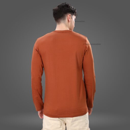 ''Brown Full Sleeve Cotton Tshirt''>