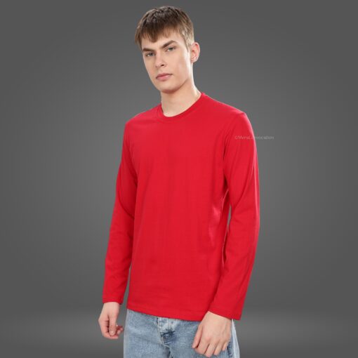 ''Cherry Red Premium Cotton Full Sleeve Tee''>