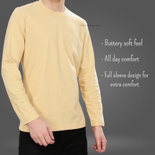 ''Cream Premium Full Sleeve Tee''>