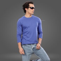 ''English Blue Premium Cotton Full Sleeve Tshirt''>
