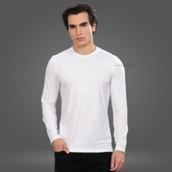 ''Milky White Premium Cotton Full Sleeve Tee''>