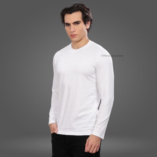 ''Milky White Premium Cotton Full Sleeve Tshirt''>
