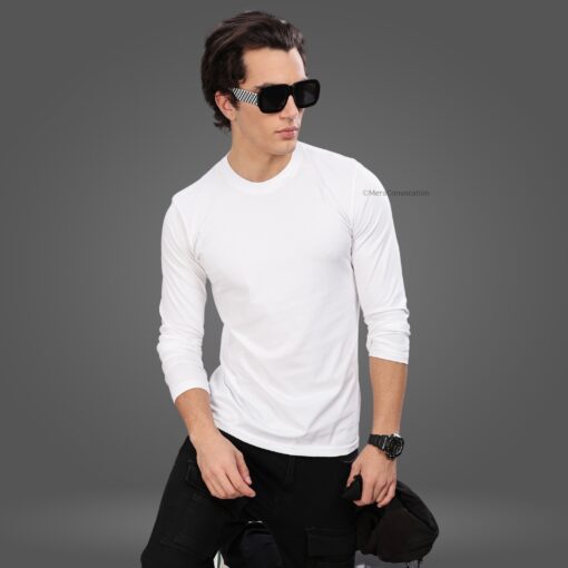 ''Milky White Premium Full Sleeve Tee''>