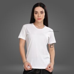 ''Milky White Women Premium Crew Neck Tshirt''>