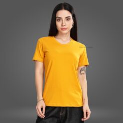 ''Mustard Yellow Women Premium Crew Neck Tshirt''>