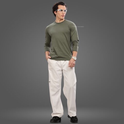 ''Olive Green Cotton Full Sleeve Tshirt''>