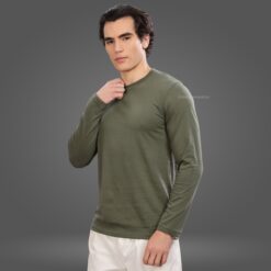 ''Olive Green Premium Cotton Full Sleeve Tee''>