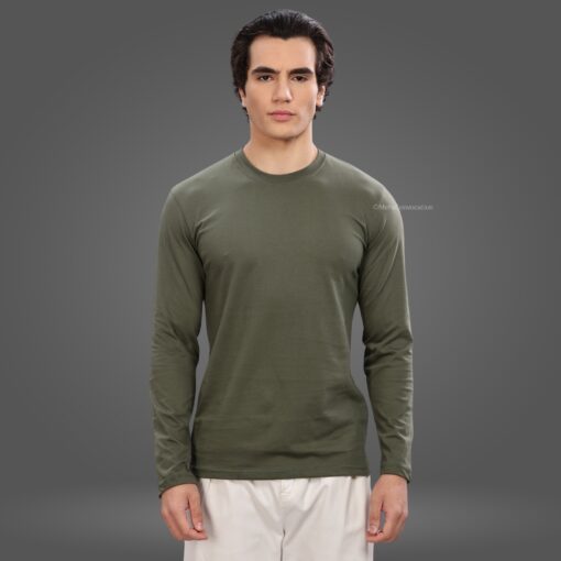 ''Olive Green Premium Full Sleeve Tshirt''>