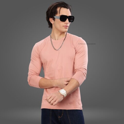 ''Peach Premium Full Sleeve Tshirt''>