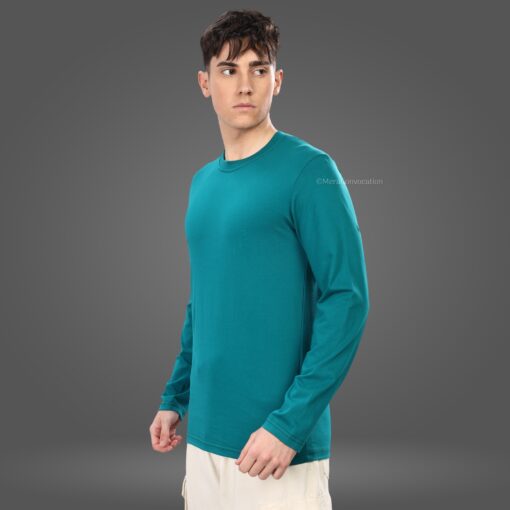 ''Peacock Blue Premium Full Sleeve Tshirt''>