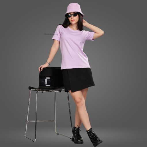 ''Thistle Purple Crew Neck Half Sleeve Women Tshirt''>