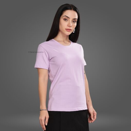 ''Thistle Purple Tencel Premium Women Half Sleeve Tshirt''>