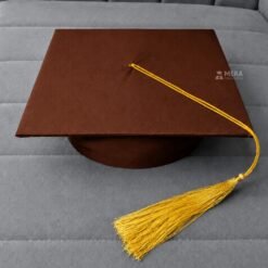 ''Brown Matte Graduation Cap with Golden Tassel''>