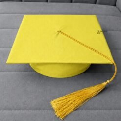 ''Lemon Yellow Matte Graduation Cap with Golden Tassel''>