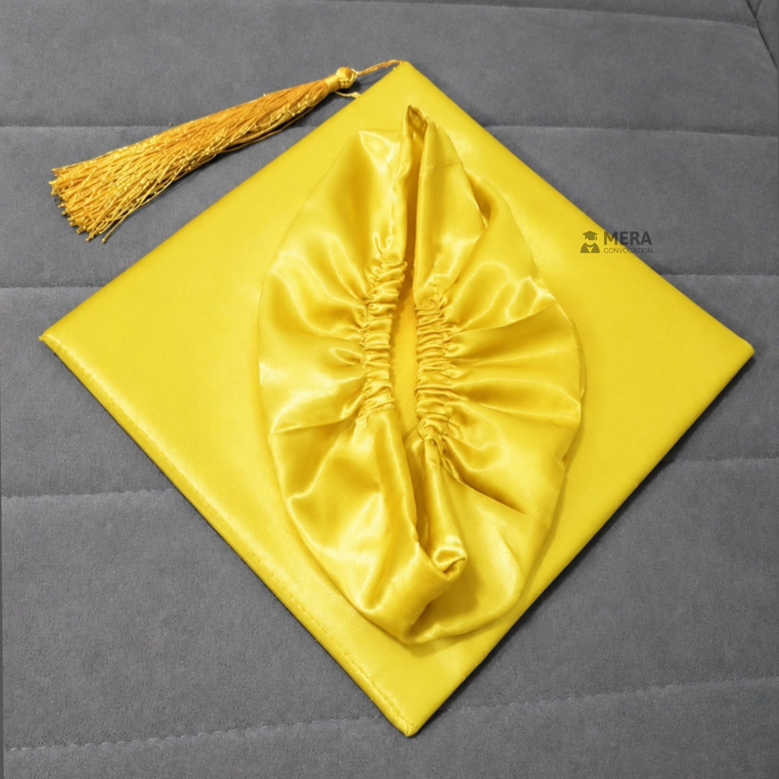 Lemon Yellow Satin Convocation Cap with Golden Tassel ''Lemon Yellow Satin Convocation Cap with Golden Tassel''>