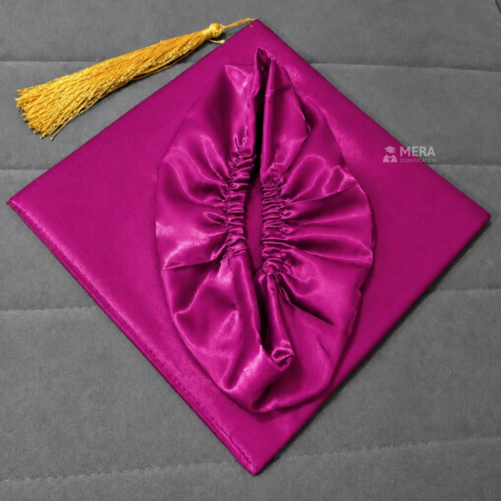 Magenta Satin Convocation Cap with Golden Tassel ''Magenta Satin Convocation Cap with Golden Tassel''>