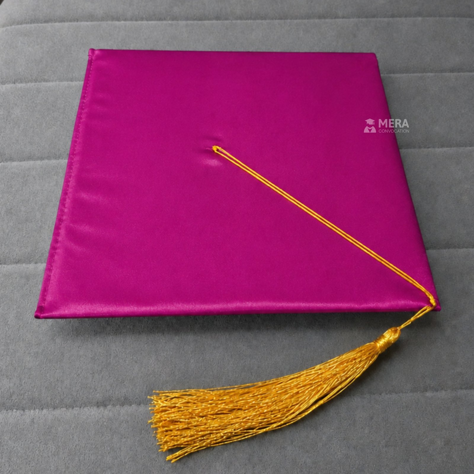 Magenta Satin Graduation Cap with Golden Tassel - Mera Convocation ''Magenta Satin Graduation Cap with Golden Tassel - Mera Convocation''>