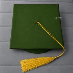 ''Olive Green Matte Graduation Cap with Golden Tassel''>