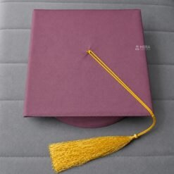 ''Onion Pink Matte Graduation Cap with Golden Tassel''>