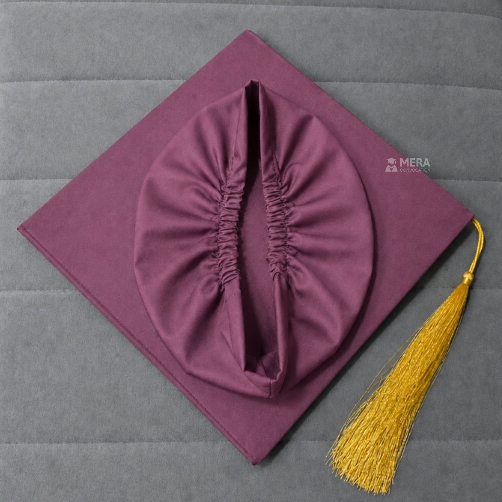 Onion Pink Matte Graduation Hat with Golden Tassel