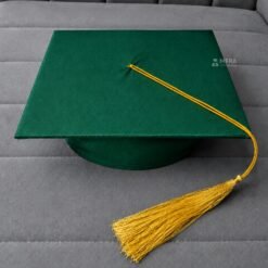 ''Peacock Green Matte Graduation Cap with Golden Tassel''>