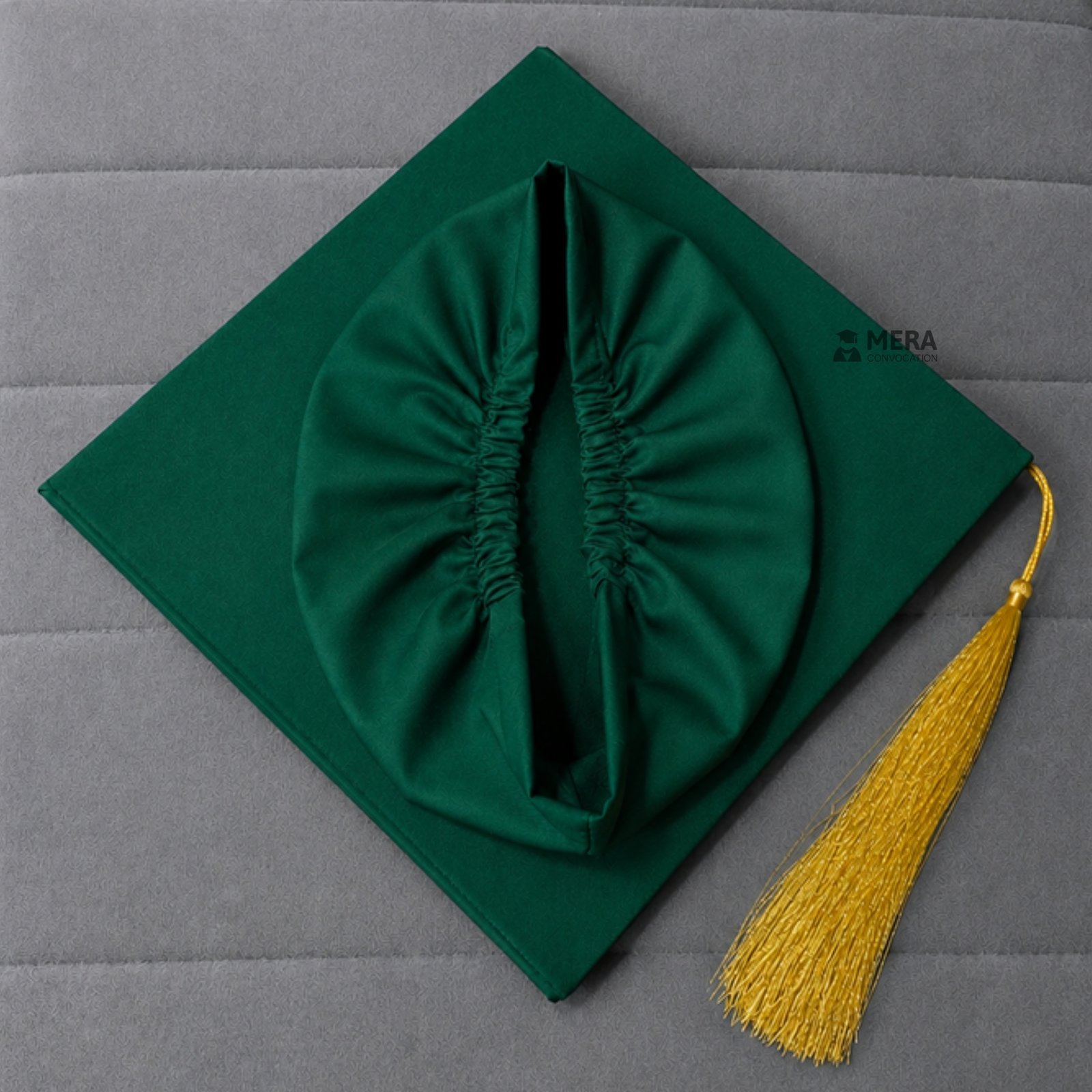 Peacock Green Matte Graduation Hat with Golden Tassel ''Peacock Green Matte Graduation Hat with Golden Tassel''>