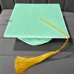 ''Sea Green Premium Velvet Graduation Cap with Golden Tassel''>