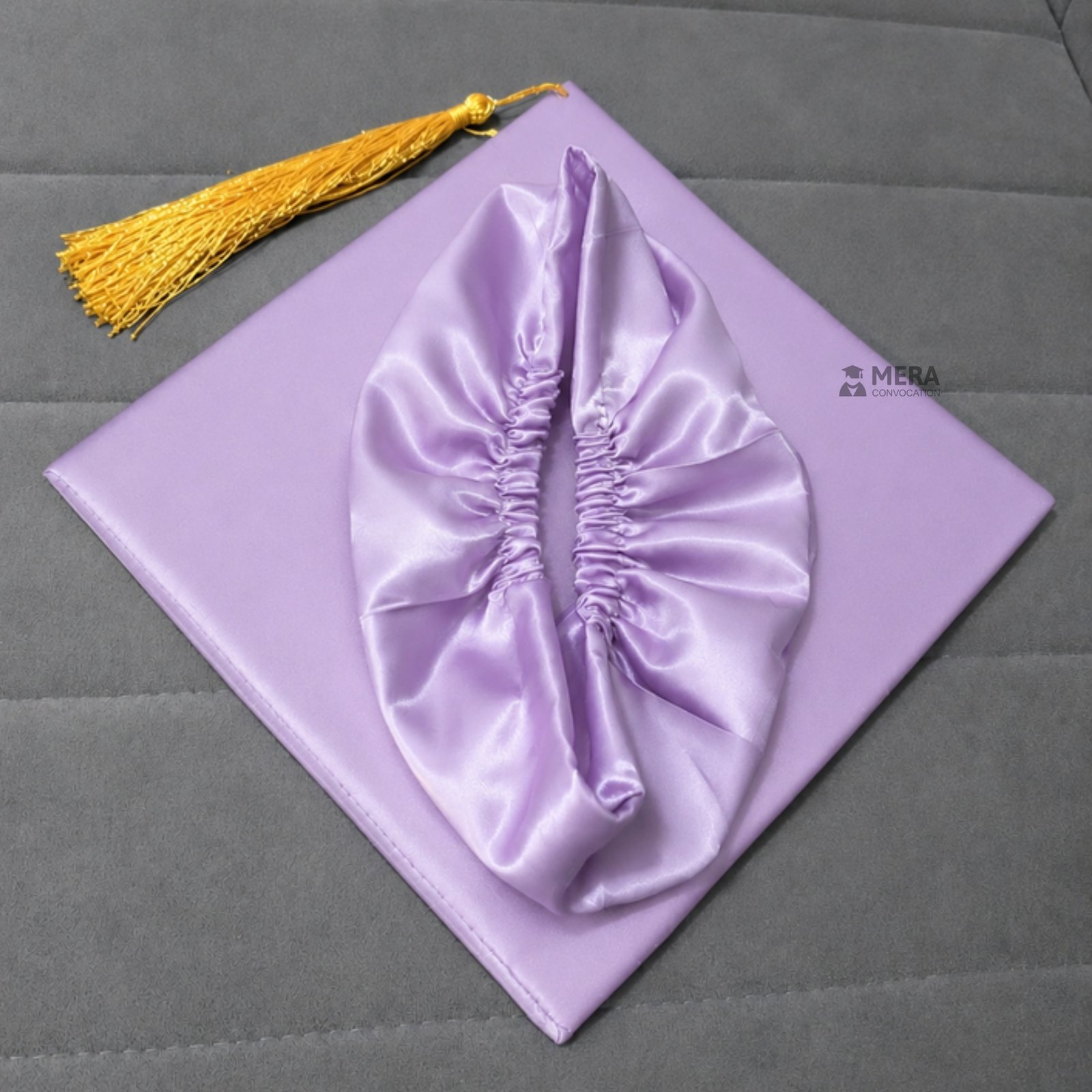 Violet Satin Convocation Cap with Golden Tassel