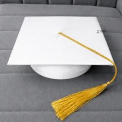 ''White Matte Graduation Cap with Golden Tassel''>