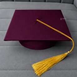 ''Wine Matte Graduation Cap with Golden Tassel''>