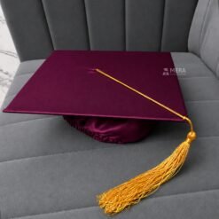 ''Wine Shiny Graduation Cap with Golden Tassel''>