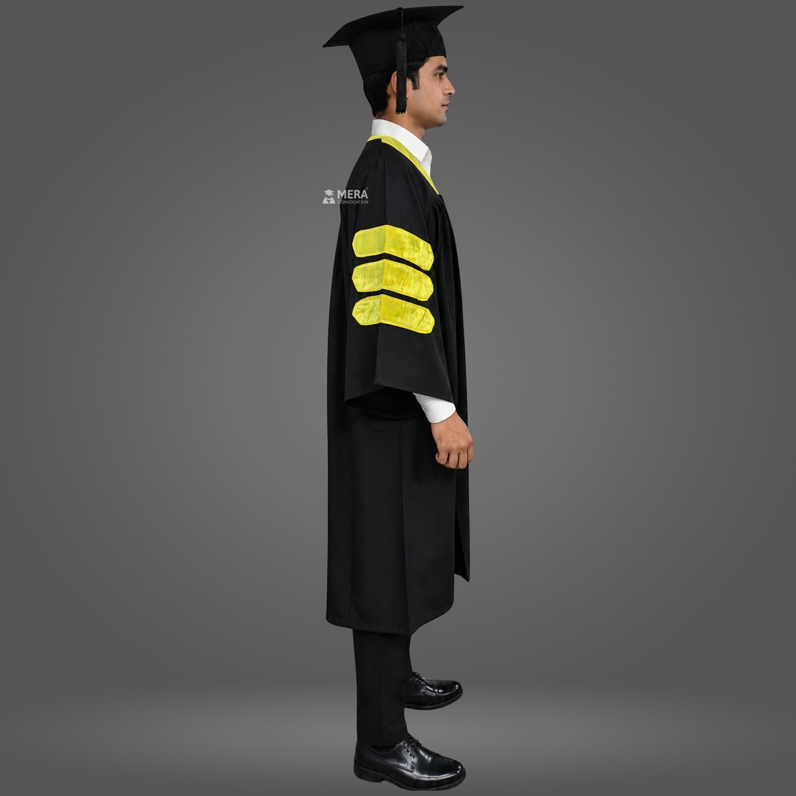 Black Doctoral Gown with Lemon Yellow Border Black Doctoral Gown with Lemon Yellow Border